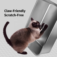 Bac à litière multi-chats sans odeur, surface antiadhésive, bac à litière pour chat en acier inoxydable en forme d'ours mignon