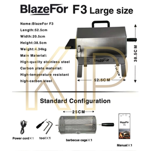 Barbecue électrique rotatif BlazeFor, directement de l'usine, en acier inoxydable 304, idéal pour les repas en terrasse - Product Image 2