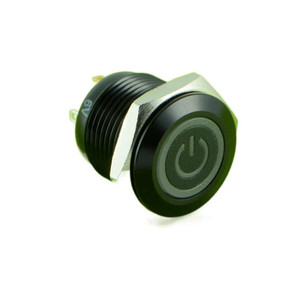 Elewind 19 Mét bề mặt màu đen với chiếu sáng điện biểu tượng kim loại <span class=keywords><strong>push</strong></span> <span class=keywords><strong>button</strong></span> <span class=keywords><strong>Switch</strong></span>(PM193F-11ET/B/12V/một bề mặt màu đen) - Product Image 1