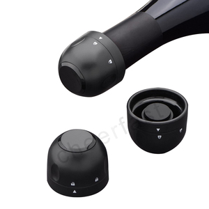 Tapón brillante reutilizable de plástico y acero inoxidable, tapón <span class=keywords><strong>para</strong></span> botella de champán, negro, venta directa de fábrica - Product Image 1