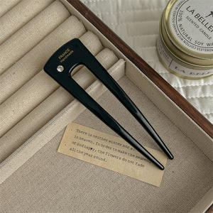 Qianjin กิ๊บติดผมรูปตัวยูอะซิเตทพิมพ์ลายเสือดาวสง่างามใหม่สไตล์จีนย้อนยุคสาวผมพลอยเทียมแบบเรียบง่าย - Product Image 3