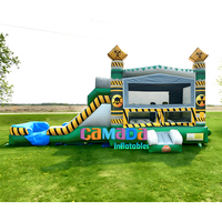 Château gonflable de qualité commerciale et toboggan aquatique double sur le thème des toxines, combo toboggan aquatique avec piscine pour fêtes et usage scolaire
