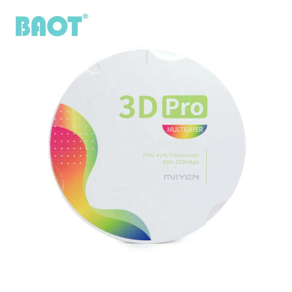 BAOT sous-marque MIIYEN 3D Pro, bloc de disque dentaire multicouche en céramique zircone, caméra Cad, meilleure vente