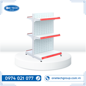 3-tier Perforated back gondola shelving Iron Supermarket Rack 1.2m Fixed Back Rectangular Powder Coating - Product Image 5