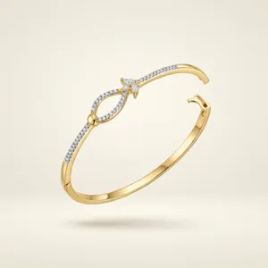 Pulsera de Aleación Chapada en Rodio Imitación al por Mayor con Diamantes Americanos y Piedras CZ para Mujer, Diseño Moderno, Nupcial, Boda, Estilo Indio - Product Image 2
