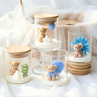 Petite bougie aromatique artisanale en cire de soja en forme d'ours, décoration créative en forme d'ours pour anniversaire, cadeau