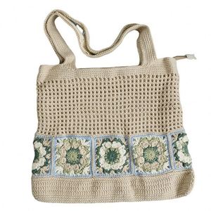 Women's Crochet Square Design Single Shoulder <b>Bag</b> Hand-Woven Summer Zipper Closure Stylish Artificial Cartoon for <b>Easter</b> - Product Image 5