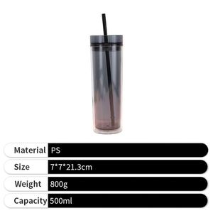 Nouvelle tasse à eau froide 500 ml transparente à parois droites, vente en gros en stock, tasse à eau froide au citron pour le bureau - Product Image 3