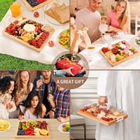 Addreen Wholesale Planche à fromage gravée portable de voyage avec couvercle Planche à fromage en bambou pour charcuterie avec couvercle