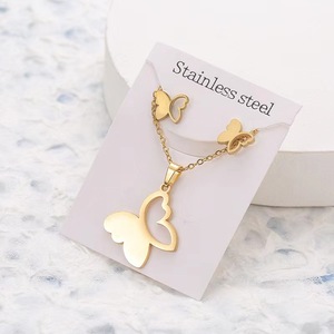 Conjunto de joyas, collar con colgante de mariposas doradas, pendientes huecos, accesorios de joyería para mujeres y niñas, <span class=keywords><strong>Gif</strong></span> del Día de San Valentín - Product Image 5