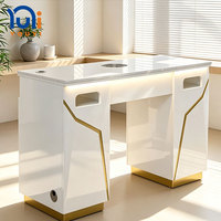 Station de travail de manucure haut de gamme avec collecteur de poussière intégré, plateau en quartz, grand meuble de rangement, salon de manucure professionnel