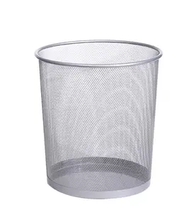 Hot sale good quality Iron wire mesh metal black round smart trash can waste basket garbage waste bin for home school supplies