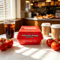Boîtes à hamburger en carton ondulé rouge jetables SP2681
