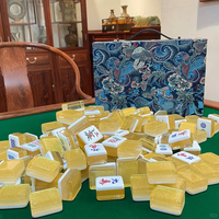 Jeu de Mahjong en Acrylique Doré Personnalisé et Gravé, Pliable, Style Moderne, 144, 156 ou 166 Tuiles pour Loisirs et Divertissement à Domicile