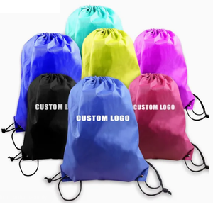 Custom Logo Promotion Polyester Nylon Sport Drawstring Gym Sport Bag Backpack
