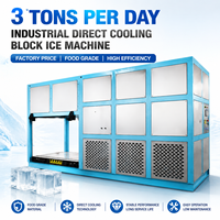 Machine à glace en blocs industrielle à refroidissement direct de 3 tonnes par jour avec compresseur et pompe PLC, économie d'énergie, prix usine, qualité alimentaire