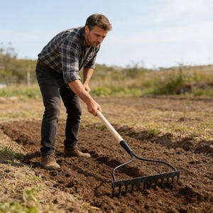 <span class=keywords><strong>Grattoir</strong></span> à gazon portatif, outil de déchaussement du sol pour <span class=keywords><strong>potager</strong></span>, avec manche en bois, type râteau - Product Image 1