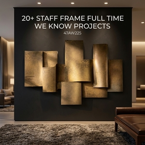 <span class=keywords><strong>Peinture</strong></span> <span class=keywords><strong>acrylique</strong></span> dorée <span class=keywords><strong>abstraite</strong></span> sculptée en 3D faite à la main par Eager Art pour la décoration murale intérieure de bureaux/hôtels de luxe - Product Image 4