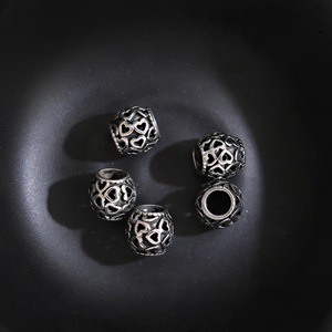 <strong>Black</strong> Big Hole Large Size Hollow Heart Engraved Gunmetal Charms Stainless Steel Spacer <strong>Beads</strong> for Jewelry Making Douvei Brand - Product Image 2