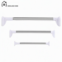 Tringle de Douche Télescopique Ajustable Sans Perçage en Acier Inoxydable pour Rideau de Douche