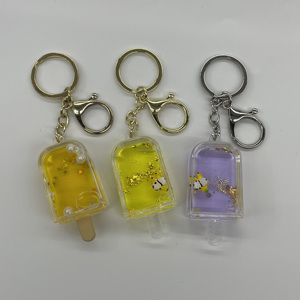 Porte-clés Popsicle en acrylique à paillettes liquides, avec panda et <span class=keywords><strong>banane</strong></span> flottants, souvenir personnalisé, cadeau promotionnel - Product Image 3