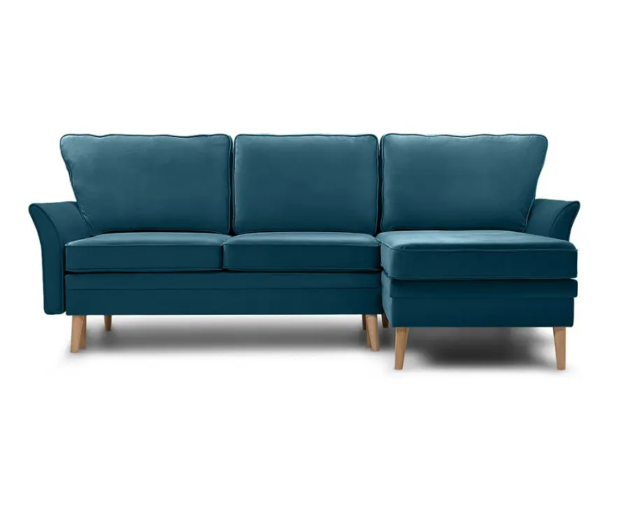 Hiện Đại Màu Xanh Nhung l-hình dạng góc Sofa giường với vải bọc