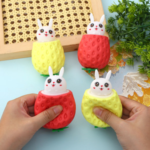 New Strawberry Bunny Squishy Ball Toy Stretch Relief Mesh Squishy Ball <strong>Grape</strong> Ball Squeeze Toy for Kids - Product Image 3