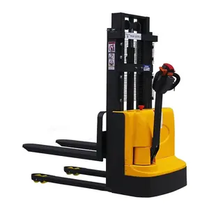 Full Electric Pallet Stacker 2 Ton Capacity Loading Hydraulic Walking Forklift With Charging Battery