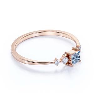 Czcity — bague en argent Sterling 925 avec aigue-marine, bijou mini doigt de feu, zircon cubique bleu, - Product Image 3