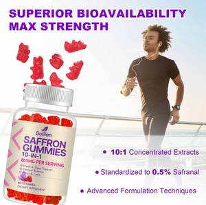 Complément <span class=keywords><strong>alimentaire</strong></span> végétalien en gommes à l'extrait de safran de haute qualité, marque privée OEM Chine, pour adultes, favorise l'humeur, le sommeil, la mémoire et l'énergie - Product Image 5
