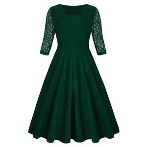 Nouvelle arrivée 2021 <span class=keywords><strong>Robe</strong></span> de soirée pour femmes <span class=keywords><strong>Robe</strong></span> mi-longue en dentelle à manches courtes Robes élégantes de soirée formelle <span class=keywords><strong>Robe</strong></span> de bal de fin d'année Faux deux pièces - Product Image 4