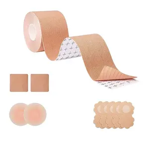 Peau claire <span class=keywords><strong>noir</strong></span> Tan Uplift Boob Tape étanche Diy Breast Tape avec couvre-mamelon - Product Image 1