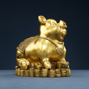 Copper World Brass Pig Figurine Large Size Handmade Home Decoration Living Room <b>Ornament</b> Gift - Product Image 2