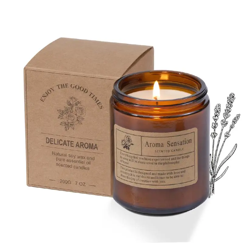 Candele profumate per aromaterapia con etichetta privata confezione regalo in vetro cera di soia Set di fragranze per camera da letto candele marroni