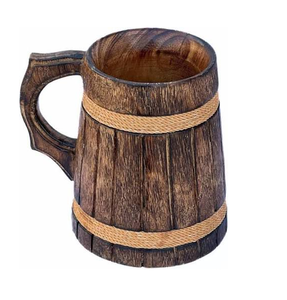 Mug en bois artisanal avec design en corde, mug rustique pour bière et café, style viking vintage, cadeau pour les amateurs de boissons - Product Image 1