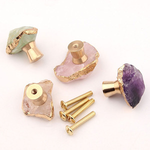Light Luxury Amethyst Crystal Fluorite Brass Handle <strong>Knob</strong> Drawer Wardrobe <strong>Door</strong> Furniture Drawer Shoe Cabinet Handle <strong>Knob</strong> - Product Image 5