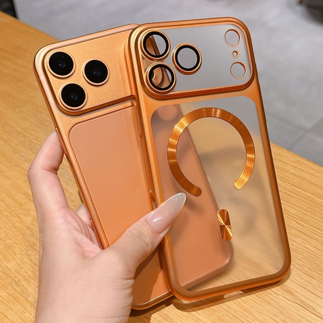 Protection PC clear Orange Magnetic Phone case for Iphones 15 Pro Max Shockproof Mobile Phone Cover for IPhones 17 16 15 Pro Max