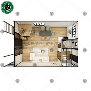 Casa Contenedor Prefabricada Moderna de 2 Pisos, Villa Prefabricada de Lujo con Revestimiento de Madera y Terraza con Pérgola, 3 Dormitorios, Contenedor Modular - Product Image 3