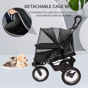 JXB <span class=keywords><strong>Poussette</strong></span> Jogger pliable <span class=keywords><strong>et</strong></span> facile à transporter avec freins de stationnement <span class=keywords><strong>et</strong></span> panneaux respirants pour animaux de compagnie - Product Image 4