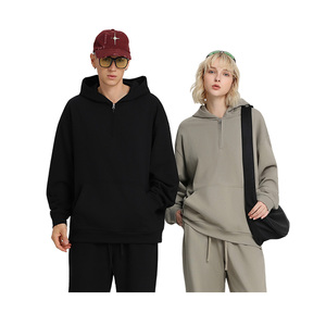 Sudadera de invierno para hombre con media cremallera, cuello alto, estilo raglán, cuello alto tipo polo, estilo urbano, mezcla de poliéster/algodón, impermeable - Product Image 2
