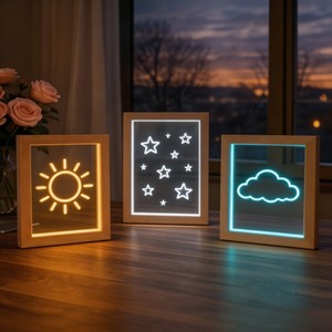 Lampe <span class=keywords><strong>photo</strong></span> personnalisable moderne à intensité variable avec support en bois, idéale pour une surprise romantique <span class=keywords><strong>de</strong></span> la Saint-Valentin et l'éclairage nocturne <span class=keywords><strong>de</strong></span> la chambre des couples - Vente Flash - Product Image 1