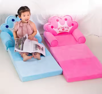 Canapé-lit pliable moderne pour enfants, chaise de princesse en peluche rose confortable avec mousse haute densité pour tout-petits, idéal pour le salon