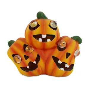 Thắp sáng bí ngô container Halloween gốm bí ngô