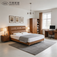 WINMAX Lit Moderne de Luxe en Cuir Véritable et Similicuir, Rembourré, Rafraîchissant et Confortable, Taille King Queen, Cadre en Bois de Pin et Fer
