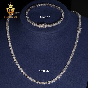 Hip-Hop Maßgefertigter Schmuck 3mm 4mm VVS Labor-Gezüchteter Diamant 925 Sterling Silber Tennis-Kette Halskette für Männer - Product Image 4