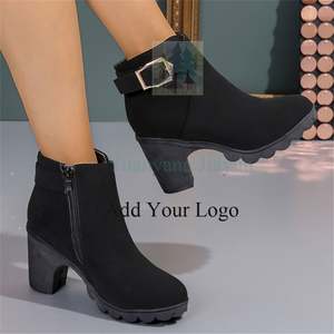 Nouvelles bottes à talons hauts pour femmes bretelles croisées bottes courtes bottes imperméables confortables chaudes grande taille 42 Botas Femininas - Product Image 2