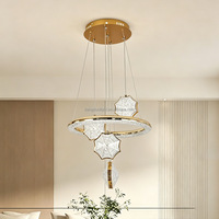 Lustre LED multicouche en fer chromé de style nordique, luminaire suspendu à abat-jour rond long pour salon, éclairage de luxe