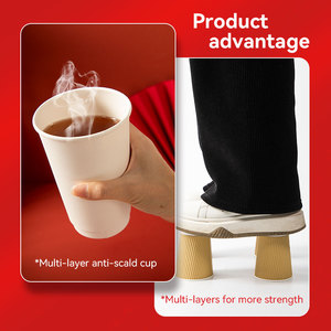 Tùy chỉnh sản phẩm mới trắng đen dùng một lần ly cà phê 8oz 10oz 12oz đôi tường Cốc giấy với nắp - Product Image 5