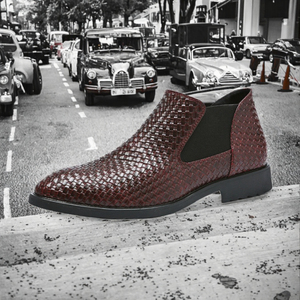 Bottines <span class=keywords><strong>Chelsea</strong></span> en <span class=keywords><strong>cuir</strong></span> véritable avec logo personnalisé en relief pour hommes, chaussures à enfiler en caoutchouc, toutes saisons - Product Image 3