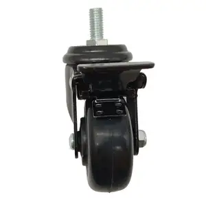 Caster Wheel Screw Type Alloy 3 Inch Hospital Bed 75x32 All Black PU Caster Locking Chair Metal Wheel